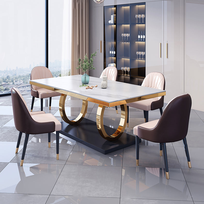 Traditional Luxury Rectangle Dining Table Stainless Steel Table for Dining Room