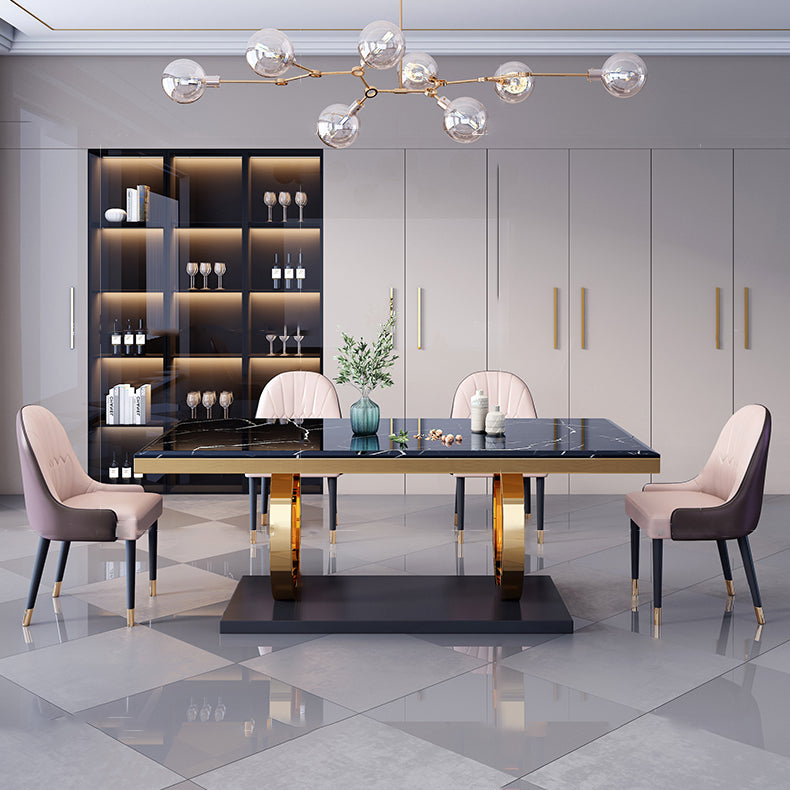 Traditional Luxury Rectangle Dining Table Stainless Steel Table for Dining Room