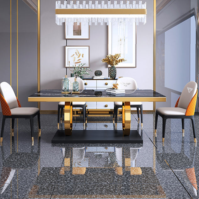 Traditional Luxury Rectangle Dining Table Stainless Steel Table for Dining Room