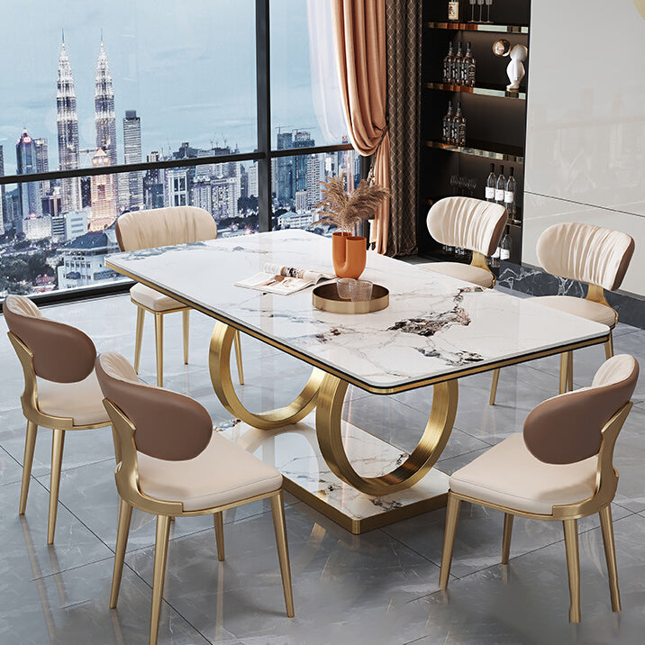 Base de caballete rectangular, muebles para el hogar, colección de comedor de acero inoxidable para comedor