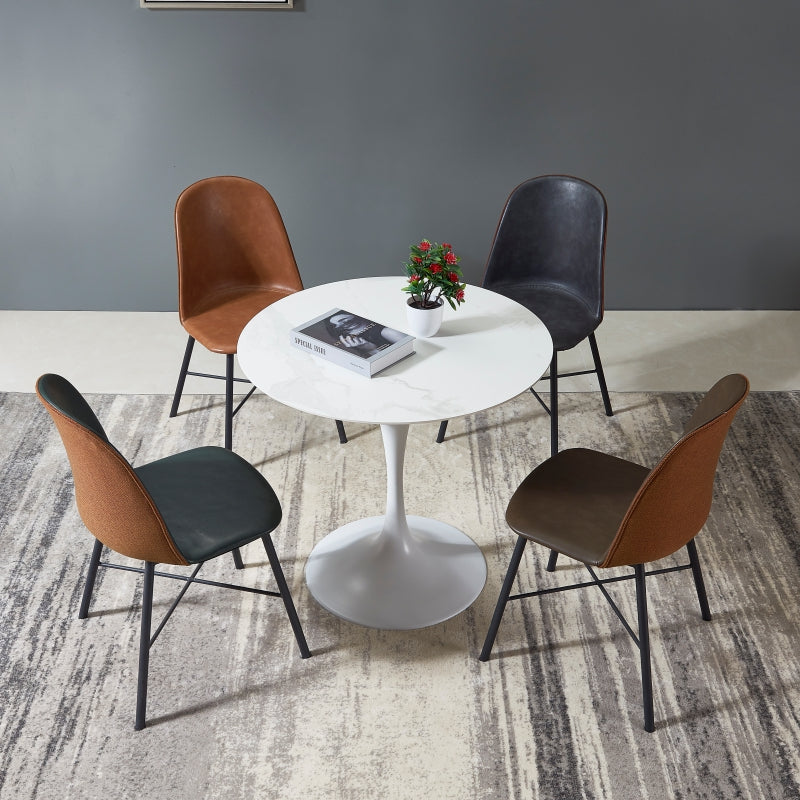Moderne ronde eettafel van gesinterde stenen tafel met tulponderstel voor thuisgebruik