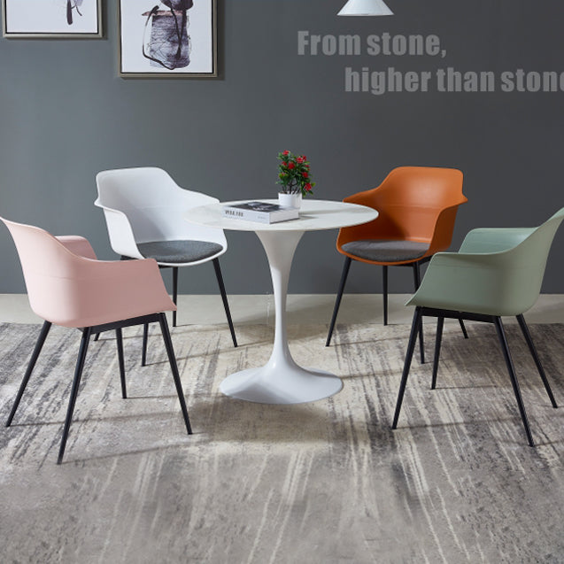 Moderne ronde eettafel van gesinterde stenen tafel met tulponderstel voor thuisgebruik