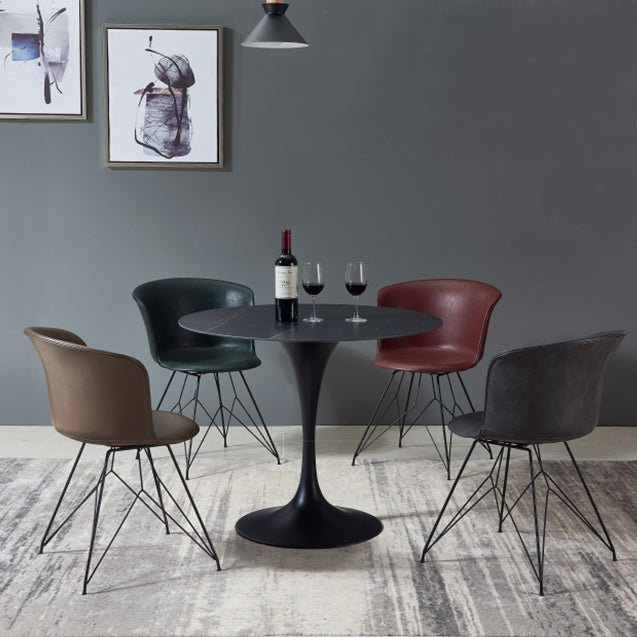 Moderne ronde eettafel van gesinterde stenen tafel met tulponderstel voor thuisgebruik