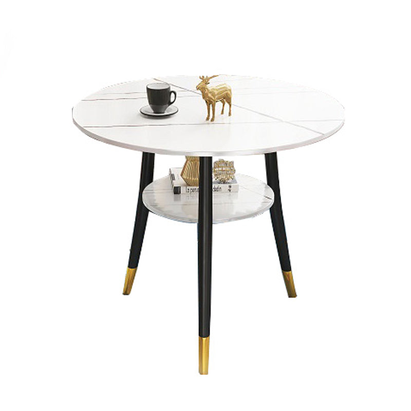 Traditional Luxury Dining Table Round Sintered Stone Table with Black Frame