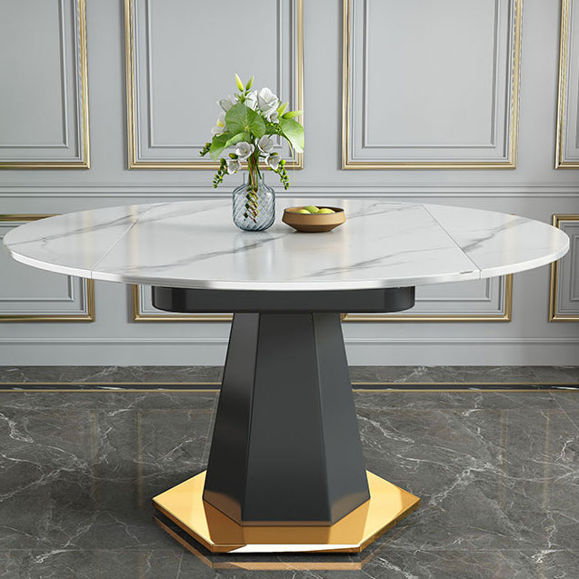 53.1''L Traditional Luxury Dining Table White Sintered Stone Round Table for Home