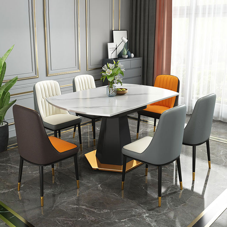 53.1''l Mesa de comedor de lujo tradicional Mesa redonda de piedra sinterizada para el hogar