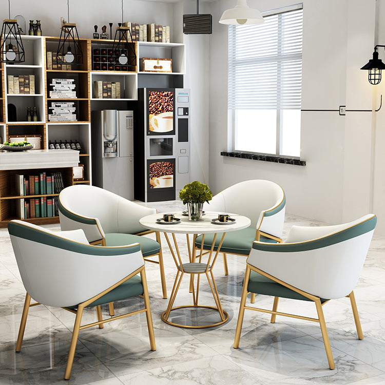 Ronde tafel dinette tafel traditionele luxe dinerkamer meubels met metalen basis