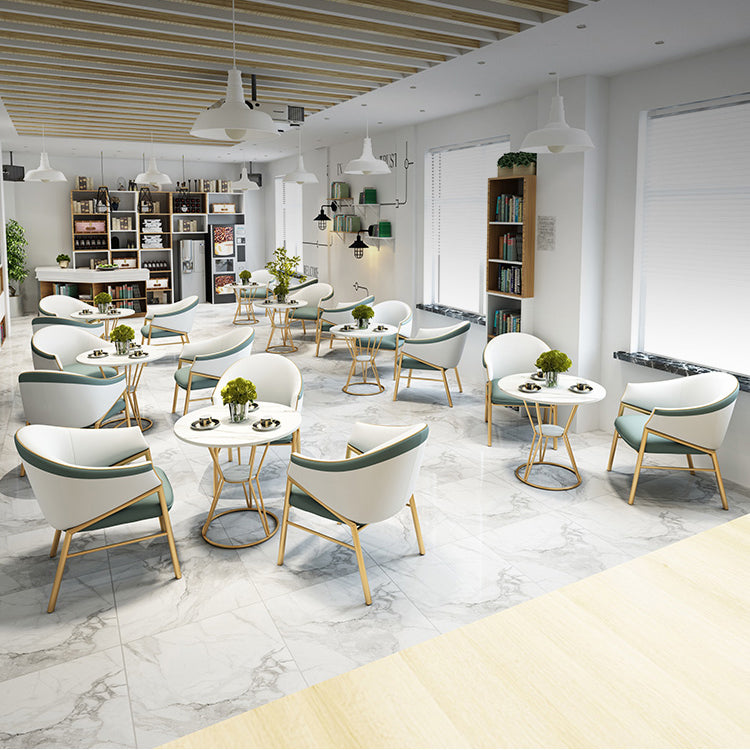 Ronde tafel dinette tafel traditionele luxe dinerkamer meubels met metalen basis
