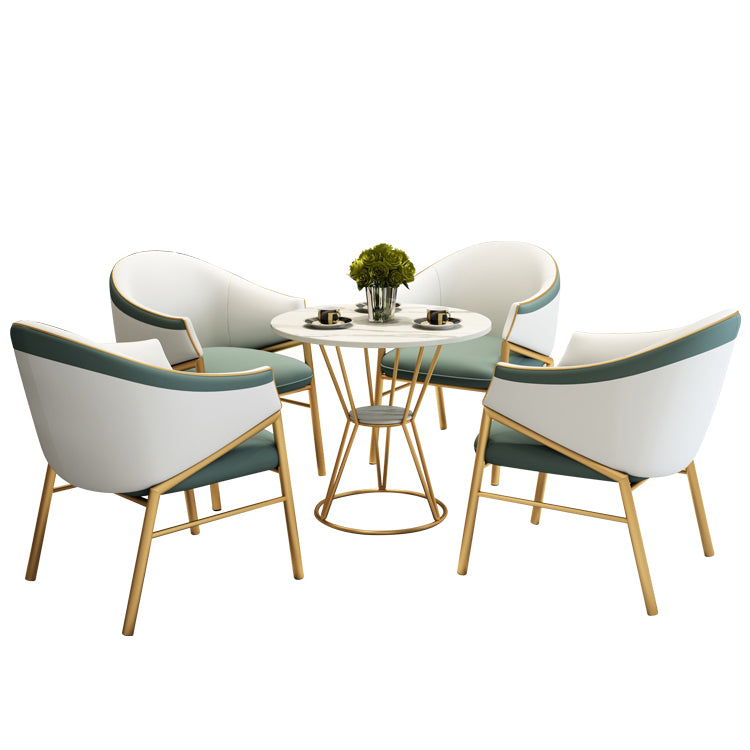 Ronde tafel dinette tafel traditionele luxe dinerkamer meubels met metalen basis
