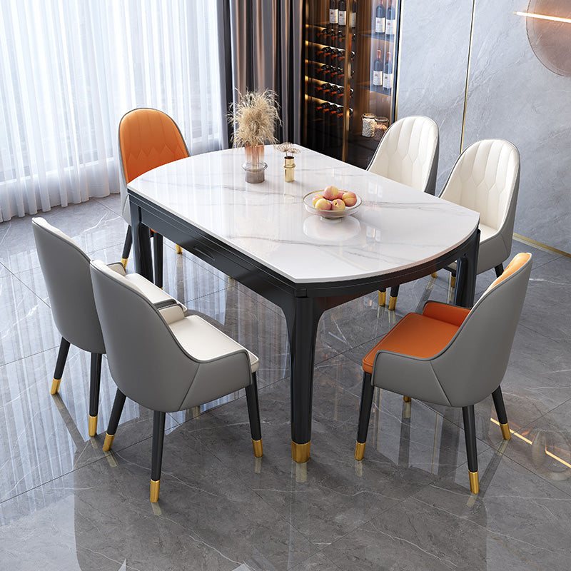 Mesa de comedor de estilo tradicional de lujo, mesa redonda de piedra sinterizada con 4 patas