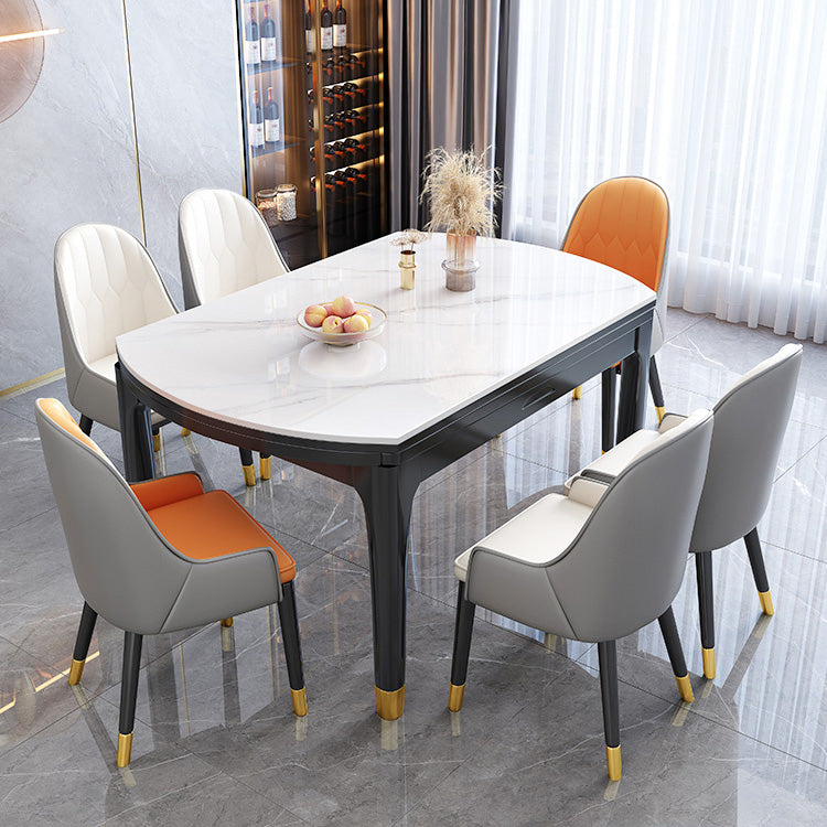 Mesa de comedor de estilo tradicional de lujo, mesa redonda de piedra sinterizada con 4 patas