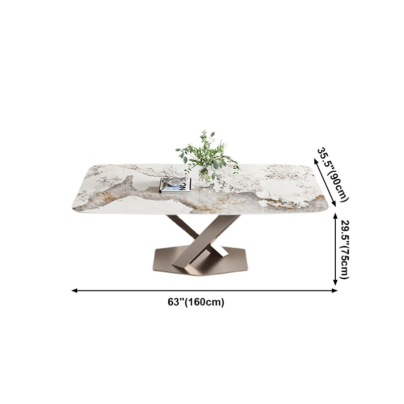 Mesa de comedor de lujo tradicional mesa de rectángulo de pedestal único para el hogar