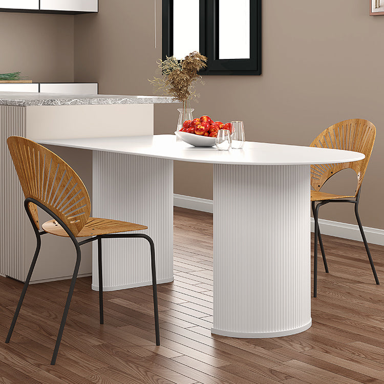 Solid Wood Modern Free Form Dining Table Sintered Stone Top Table for Dining Room