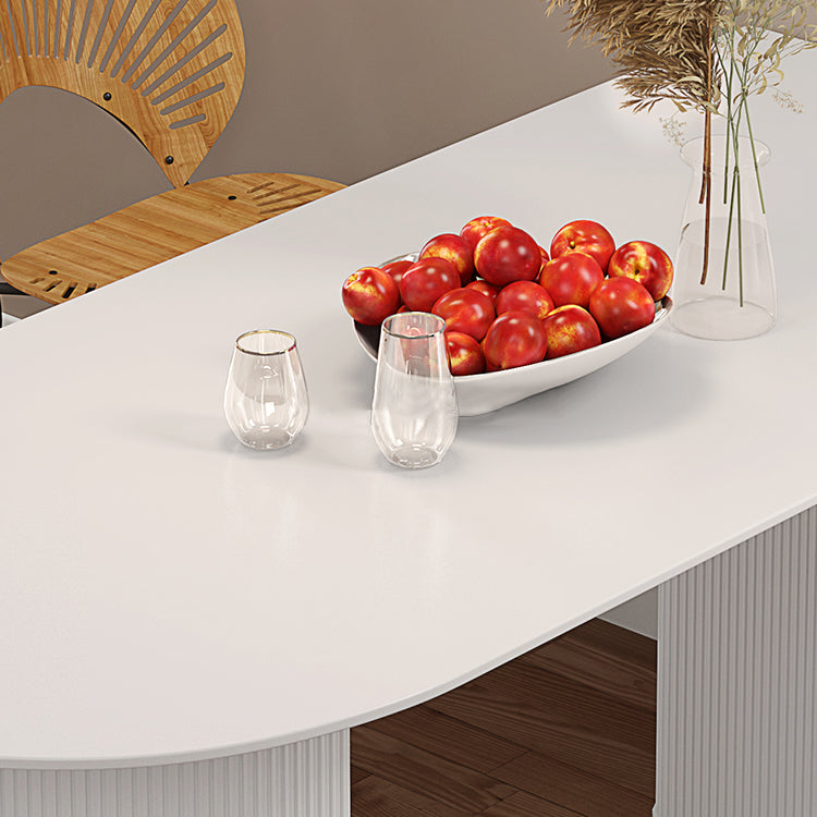 Solid Wood Modern Free Form Dining Table Sintered Stone Top Table for Dining Room