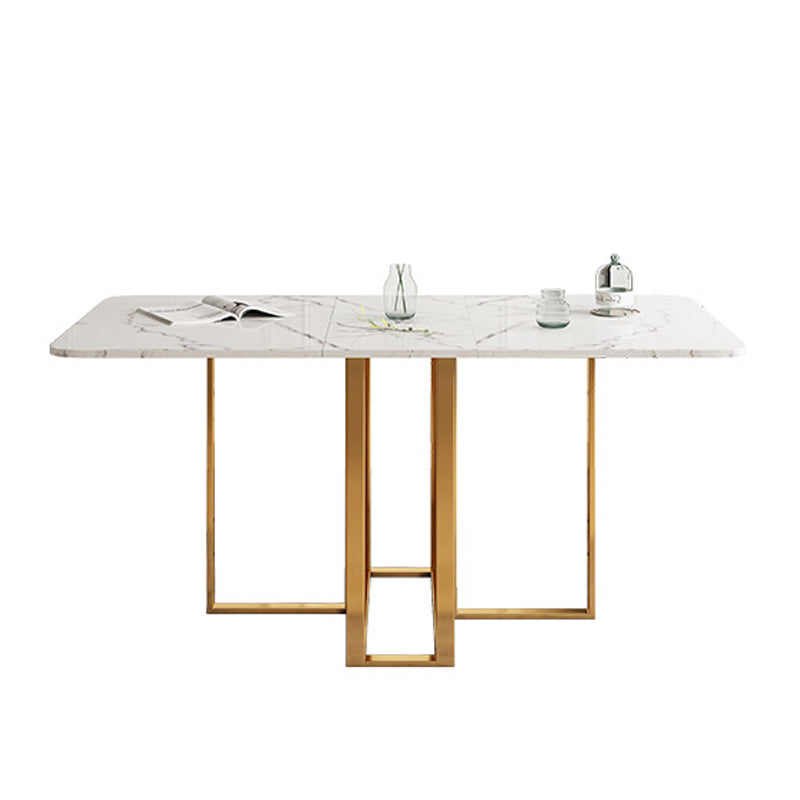 Rectángulo de mesa de comedor de piedra de estilo contemporáneo para el comedor en casa
