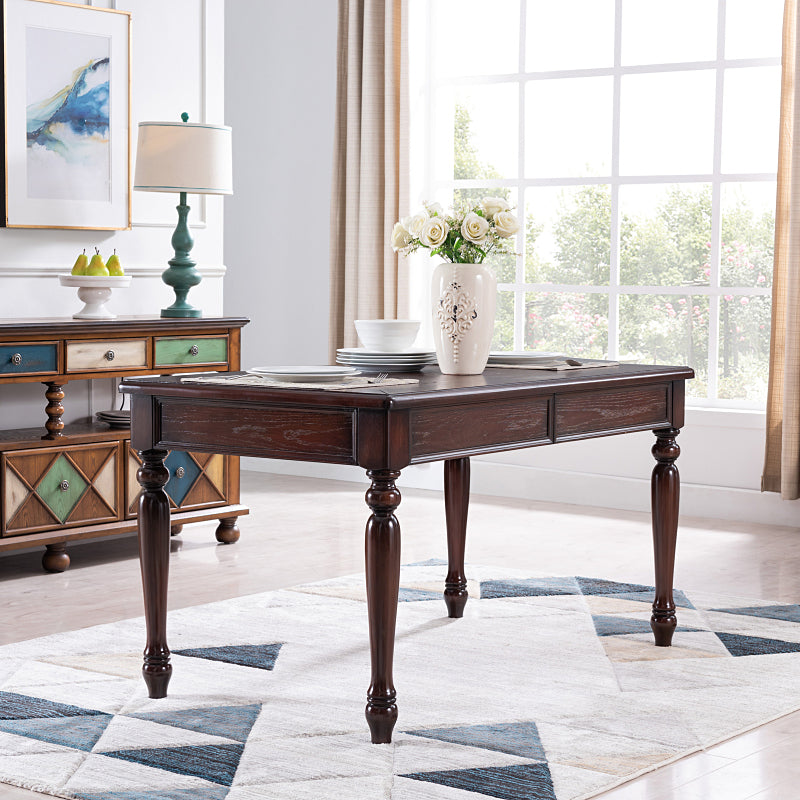 Mid-Century Rectangle Dining Site Table Solid Wood Table,55"L x 31.5"W x 29.5"H