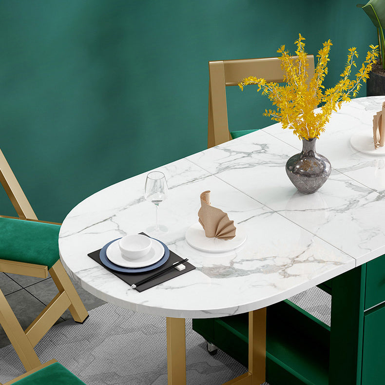 59-inch Oval White Dining Table Simplicity Extendable Table for Dining Room