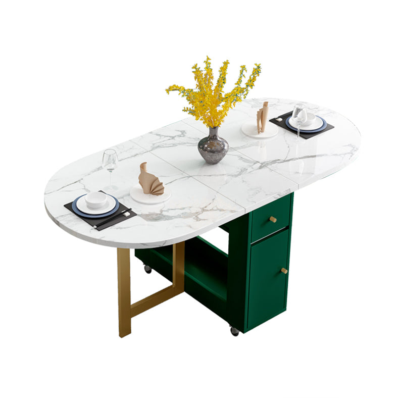 59-inch Oval White Dining Table Simplicity Extendable Table for Dining Room