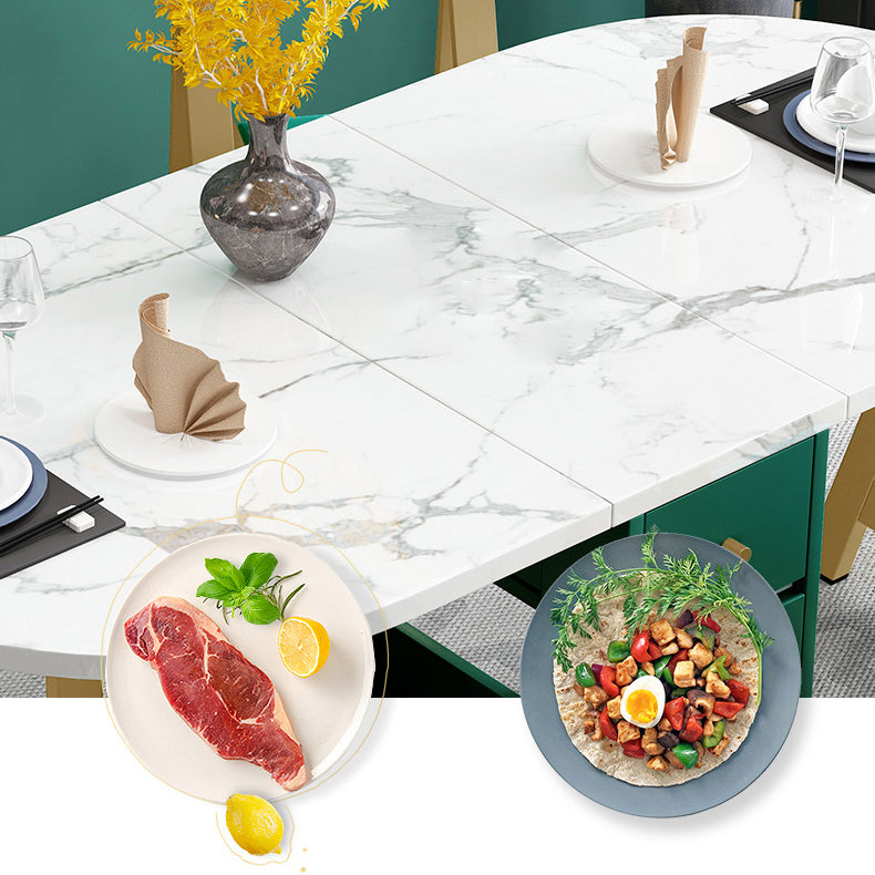 59-inch Oval White Dining Table Simplicity Extendable Table for Dining Room