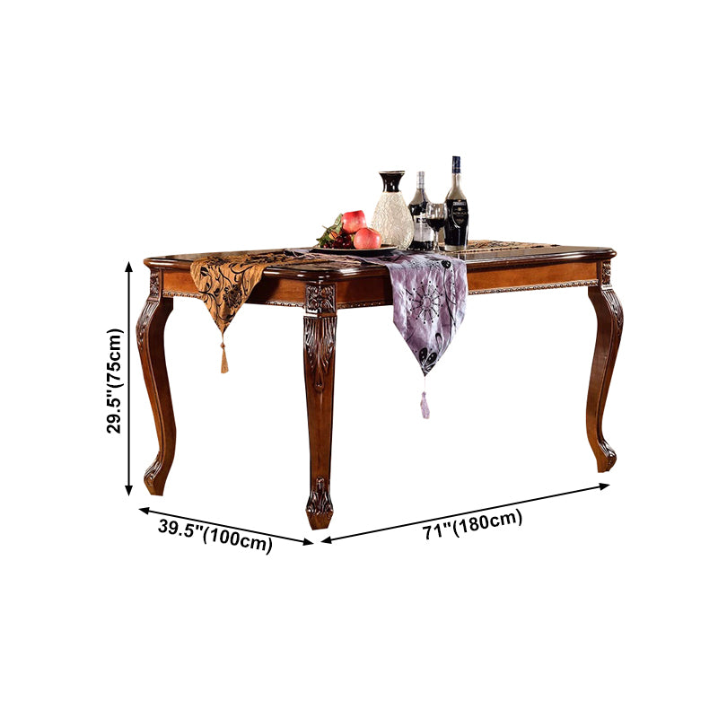 Rechthoek vorm retro moderne eettafel houten kleur vaste tafel met massief hout