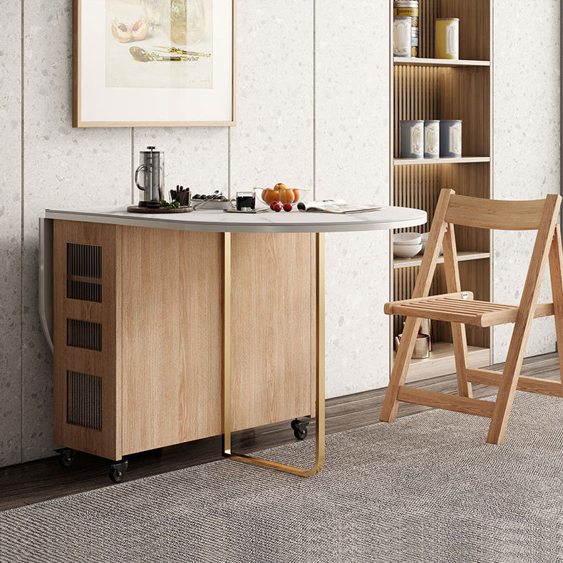 59"L Minimalist White Kitchen Dining Table Oval Shape Dining Table with Pedestal Base