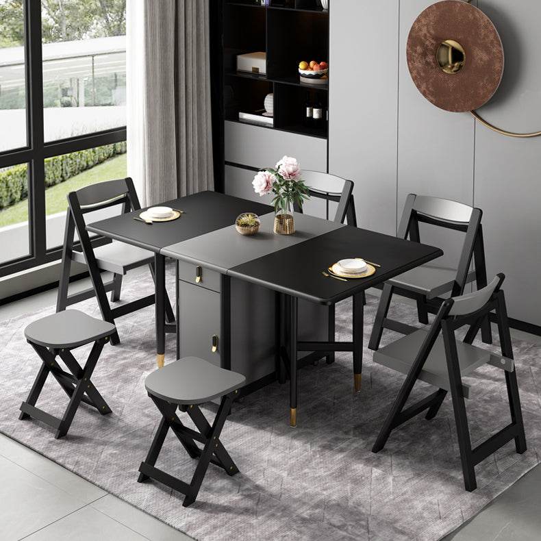 Rechthoekige zwarte eettafel Vintage uitschuifbare tafel voor eetkamer
