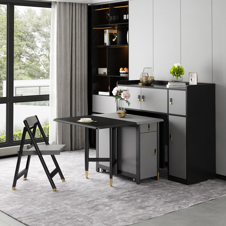 Rechthoekige zwarte eettafel Vintage uitschuifbare tafel voor eetkamer