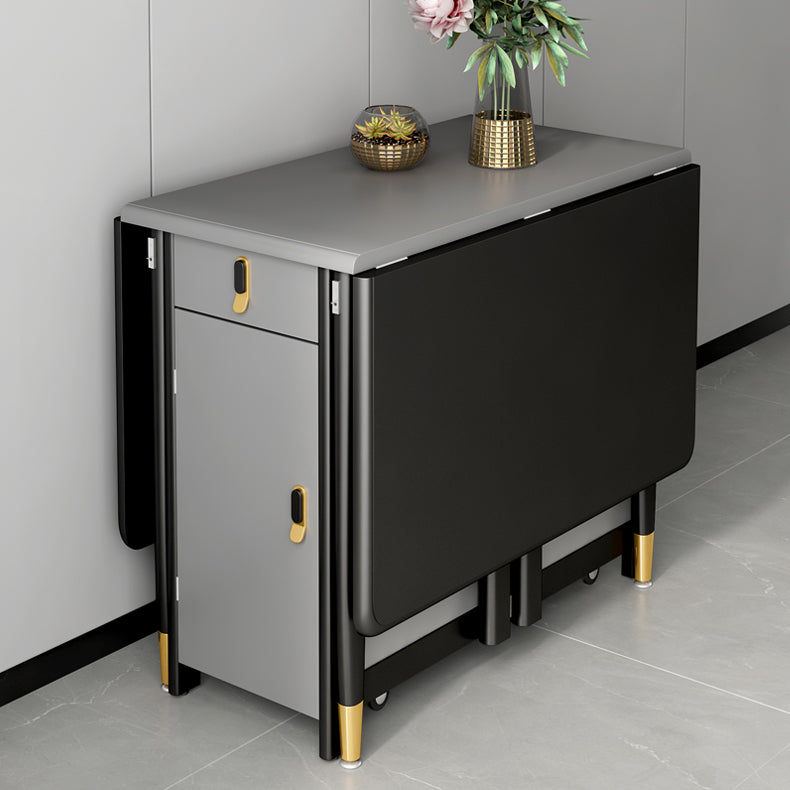 Rechthoekige zwarte eettafel Vintage uitschuifbare tafel voor eetkamer