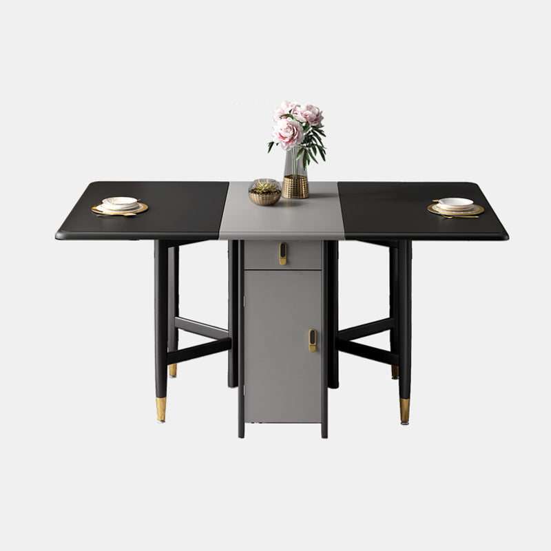 Rechthoekige zwarte eettafel Vintage uitschuifbare tafel voor eetkamer