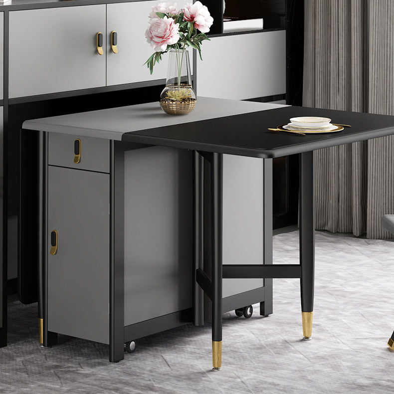 Rechthoekige zwarte eettafel Vintage uitschuifbare tafel voor eetkamer