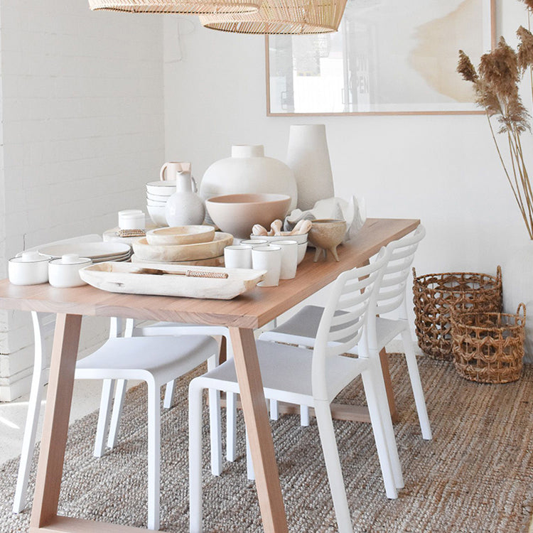 Solid Wood Industrial Rectangle Table Wood Top Indoor Table with Sled Base