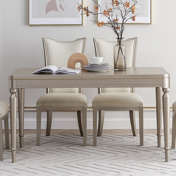 Mesa de comedor vintage rectangular, mesa fija en tono champán para uso doméstico