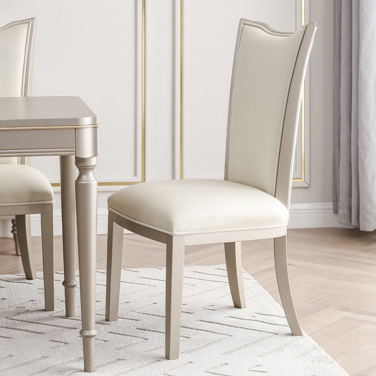 Mesa de comedor vintage rectangular, mesa fija en tono champán para uso doméstico