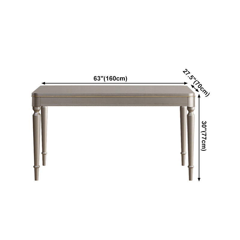 Mesa de comedor vintage rectangular, mesa fija en tono champán para uso doméstico
