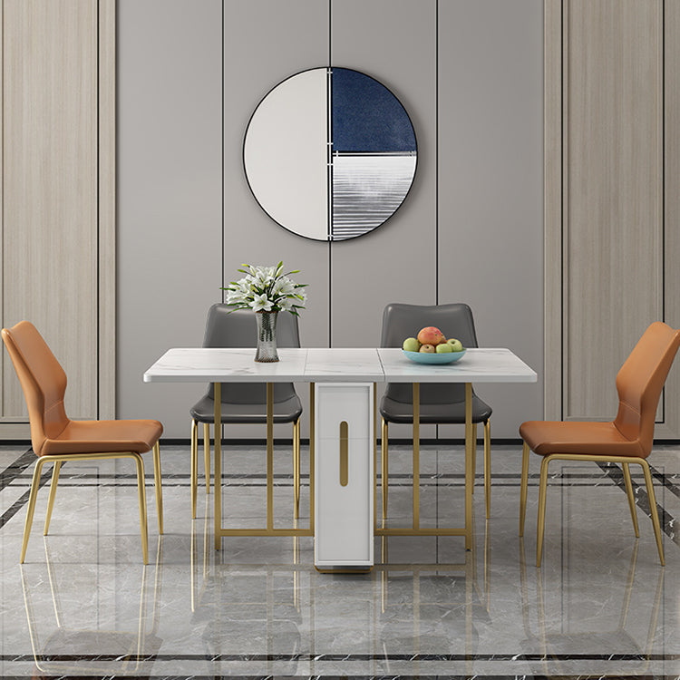 51.2''l Mesa de comedor de piedra sinterizada contemporánea Plegable mesa de comedor blanco para la cocina