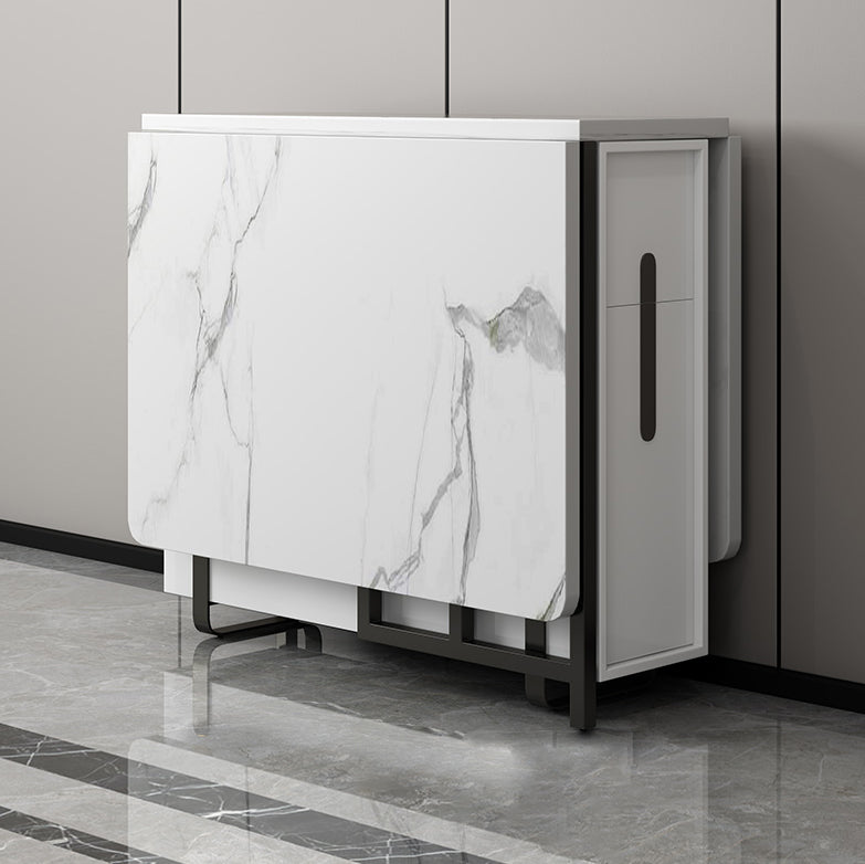 51.2''l Mesa de comedor de piedra sinterizada contemporánea Plegable mesa de comedor blanco para la cocina