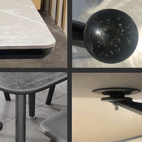 Mesa de comedor de estilo moderno Mesa de comedor de piedra sinterizada con marco negro