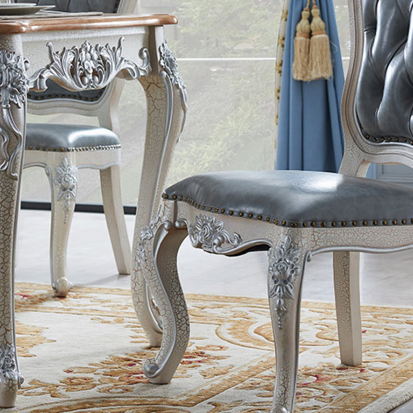 Mesa de comedor rectangular de color madera, mesa de madera maciza de caucho victoriana con 4 patas