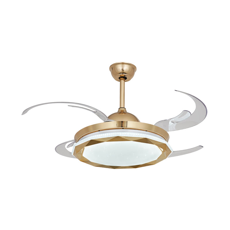 Kreisförmige Schlafzimmer Hanging Lüfterbeleuchtung Einfachheit Acryl LED Gold Semi Flush Mount Light mit 8 klaren Klingen, 42 "Breite