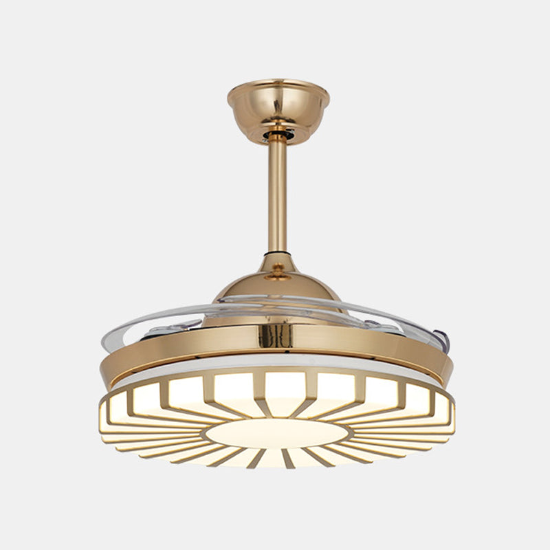 Goldene LED Deckenlüfter Licht Einfachheit Acrylkreis 4 klare Klingen Halbflush Mount Lighting für Restaurant, 42 "breit
