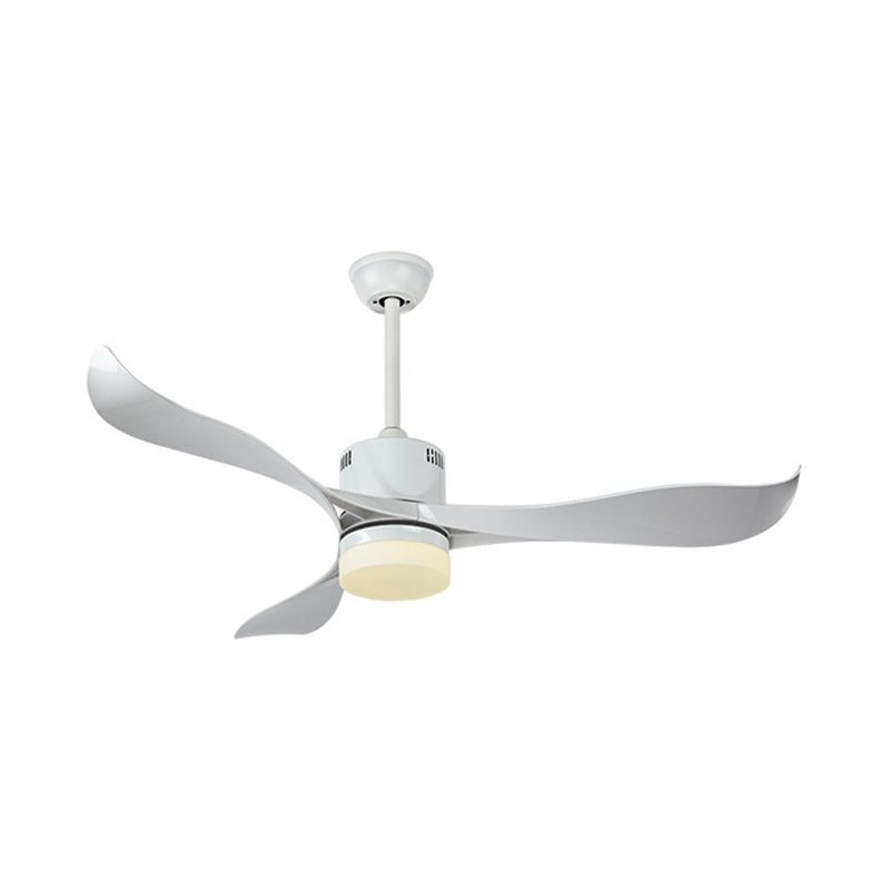 Weiße kreisförmige Hängelüfter Licht zeitgenössisches Metall LED Wohnzimmer Semi Flush Mount Decke mit 3 Klingen, 52 "breit