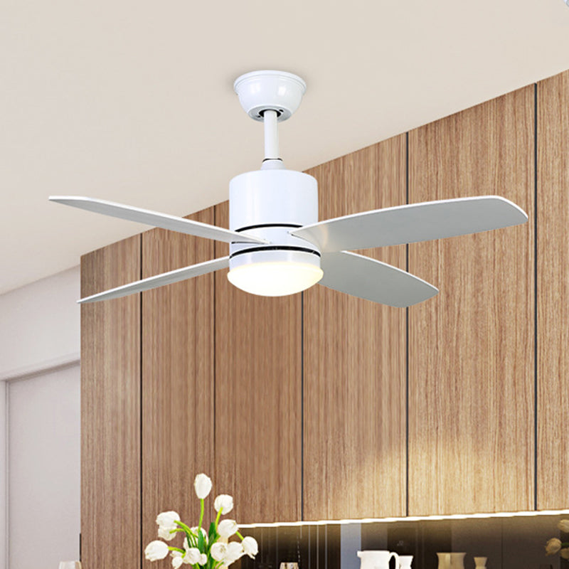 Circle Restaurant plafondventilator Licht Moderne metalen LED 42 "W White Semi Flush Mount Lighting met 4 messen