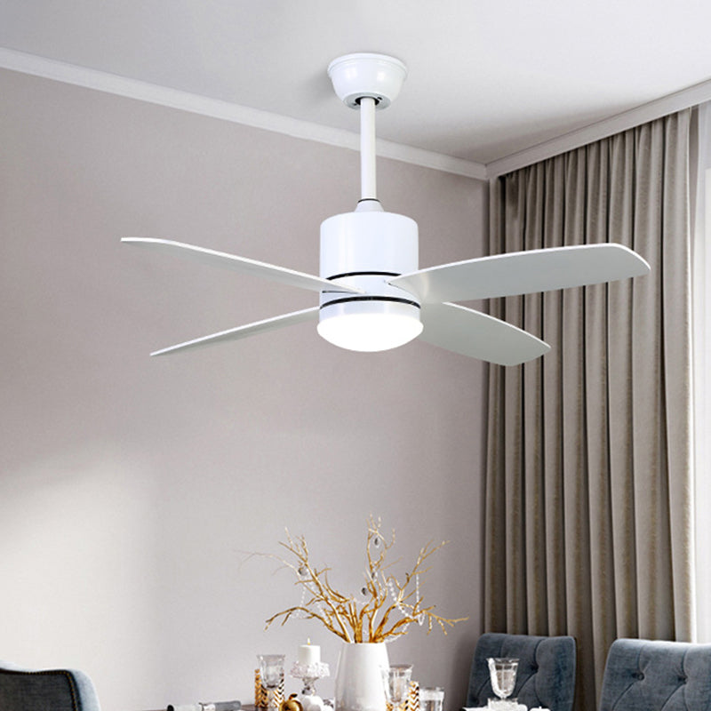 Circle Restaurant plafondventilator Licht Moderne metalen LED 42 "W White Semi Flush Mount Lighting met 4 messen