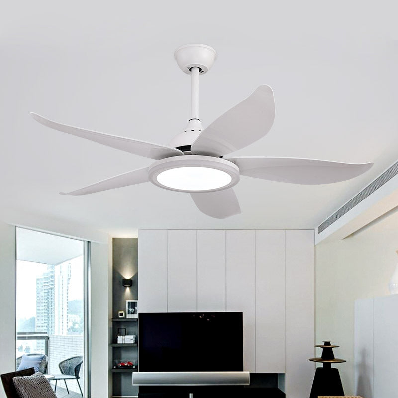 48 "Breedte Wit LED Semi-flush Mount Contemporary Metal Circular Hanging Fan Lighting voor woonkamer, 8 bladen