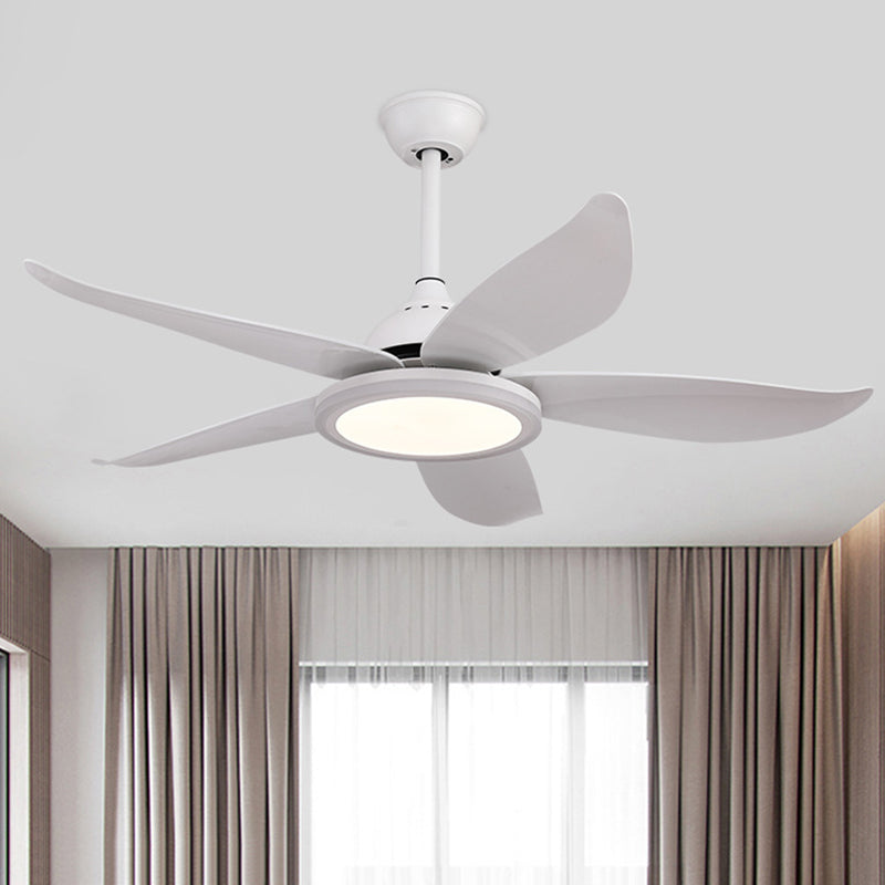 48 "Breedte Wit LED Semi-flush Mount Contemporary Metal Circular Hanging Fan Lighting voor woonkamer, 8 bladen