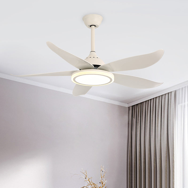 48 "Breite weiße LED-Halbflush Mount Contemporary Metal Circular Hanging Lüfterbeleuchtung für Wohnzimmer, 8 Klingen
