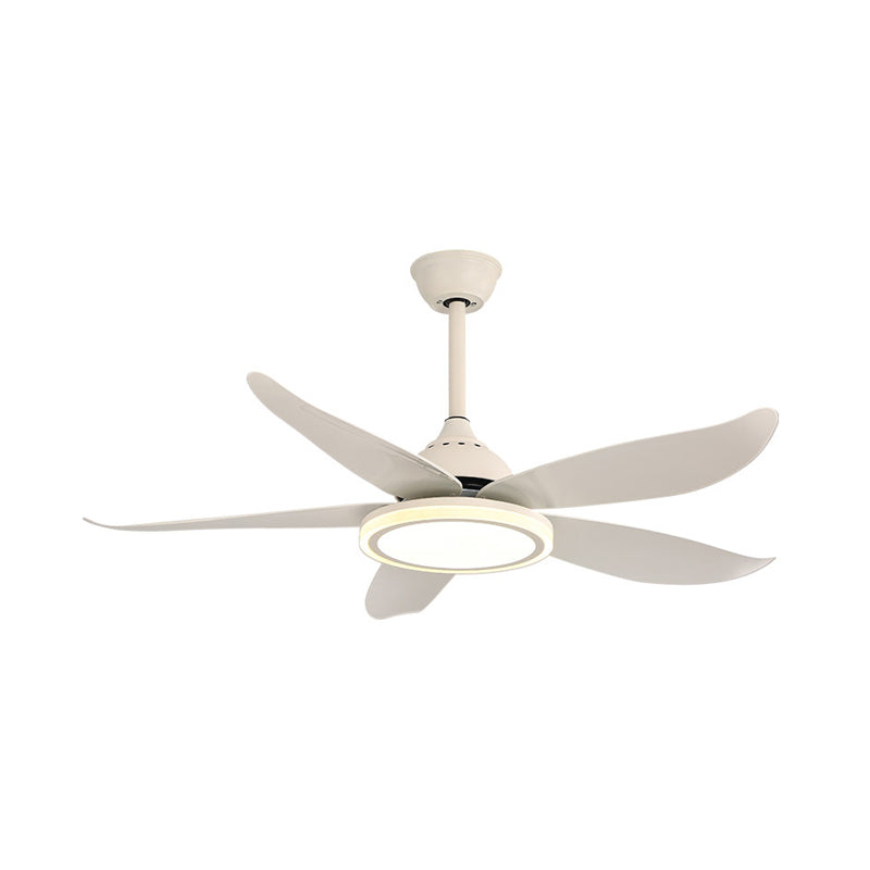 48 "Breite weiße LED-Halbflush Mount Contemporary Metal Circular Hanging Lüfterbeleuchtung für Wohnzimmer, 8 Klingen