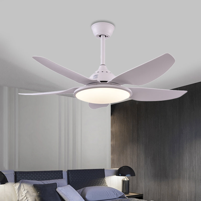 Lampada a ventola rotonda moderna LED ACRILICA ACRILICA A 5 BLADE Luce a soffitto semi-flush in bianco per soggiorno, largo 44 "