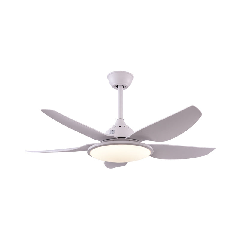 Lampada a ventola rotonda moderna LED ACRILICA ACRILICA A 5 BLADE Luce a soffitto semi-flush in bianco per soggiorno, largo 44 "