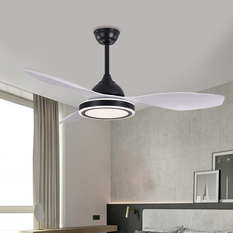 48 "brede LED -cirkelvormige plafondventilator Licht Moderne zwarte acryl semi -spoelmontage verlichting voor woonkamer, 3 messen